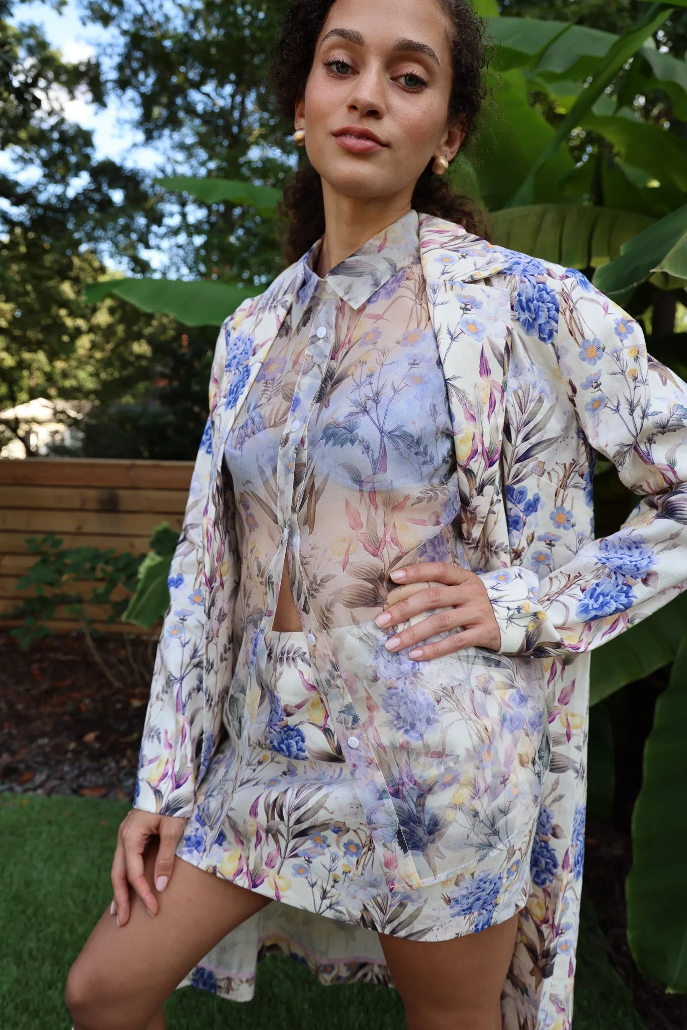 Marie Organza Button Down in Periwinkle