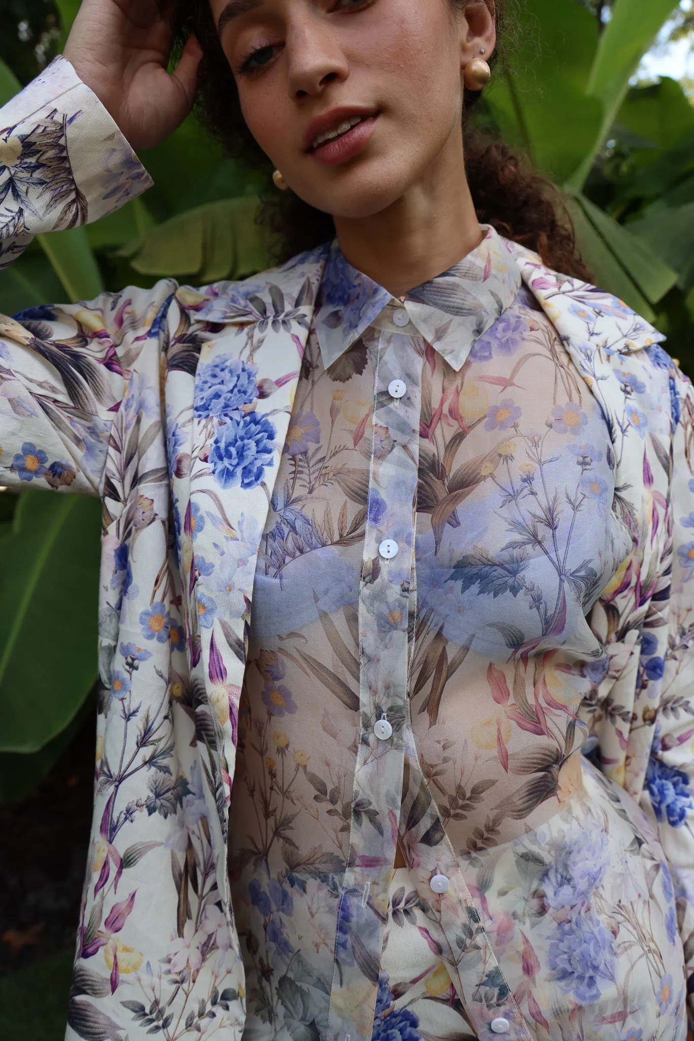 Marie Organza Button Down in Periwinkle