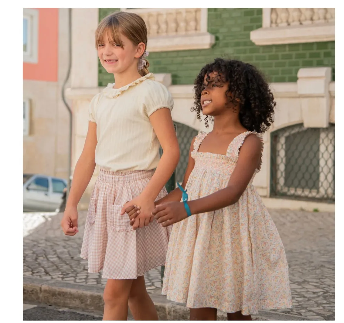 Marigold Floral Ruffle Strap Smocked Dress