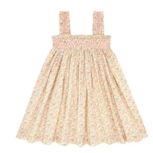 Marigold Floral Ruffle Strap Smocked Dress