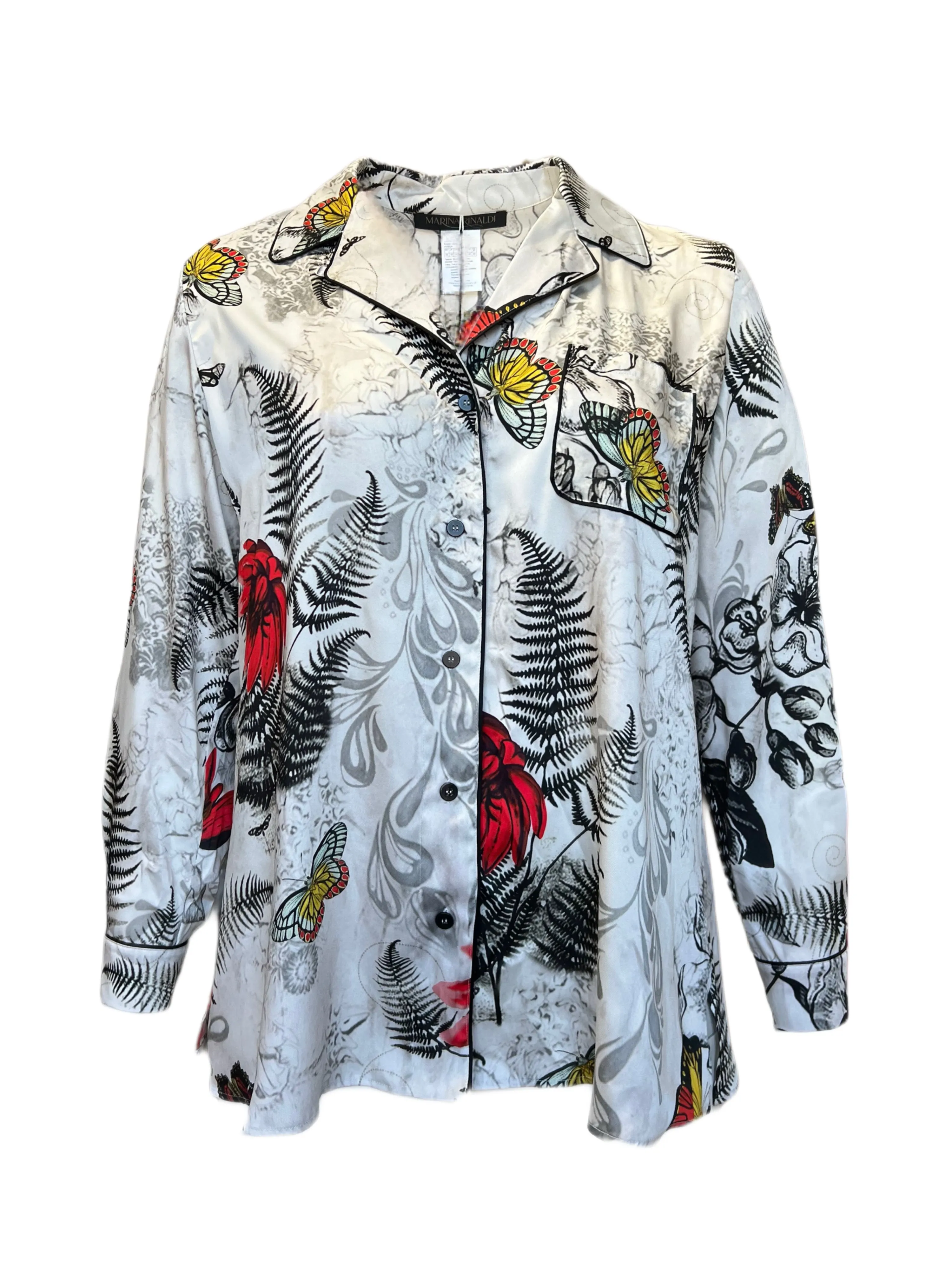 Marina Rinaldi Women's White Bambola Button Down Shirt NWT