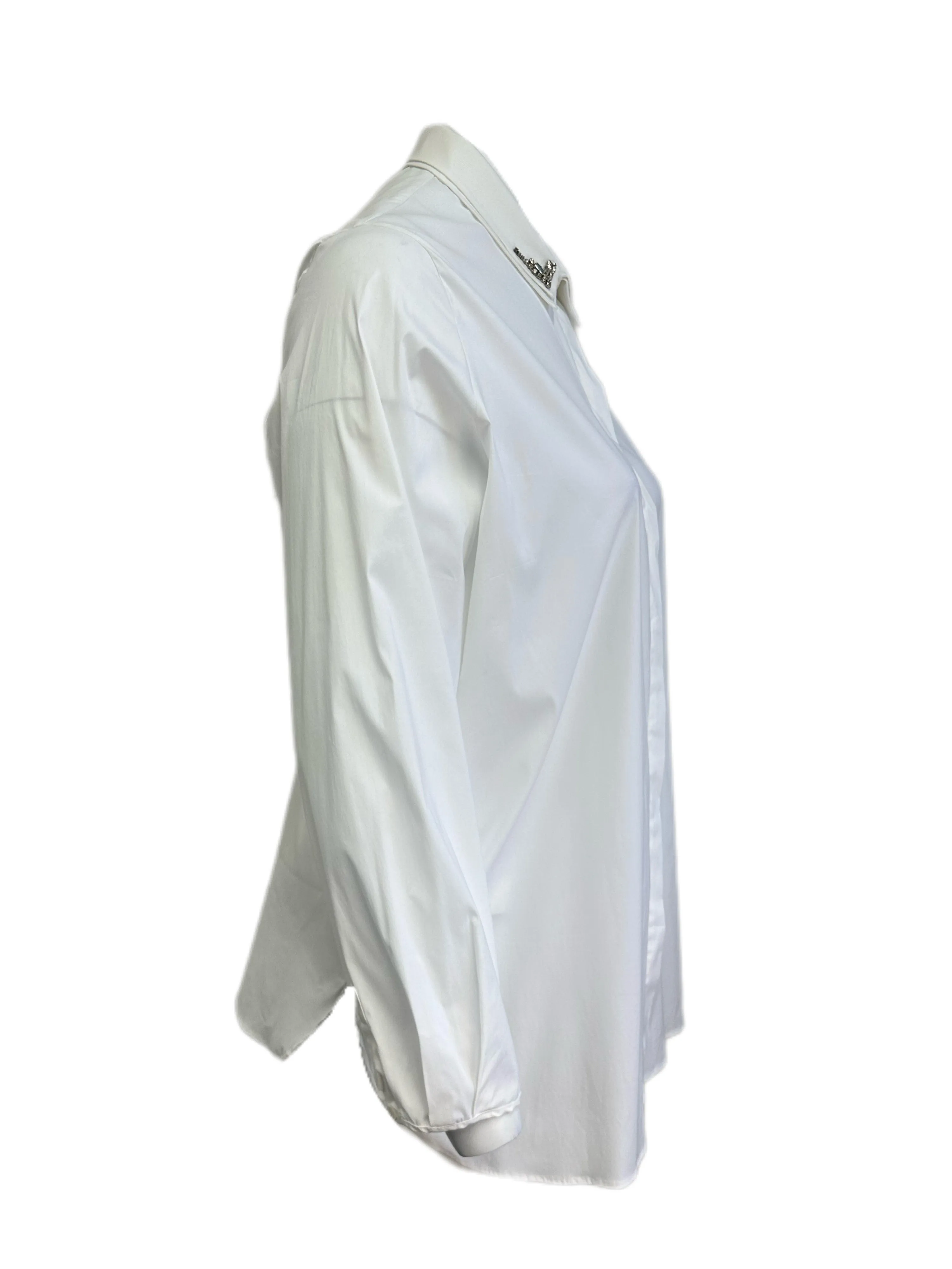 Marina Rinaldi Women's White Bijou Button Down Blouse NWT