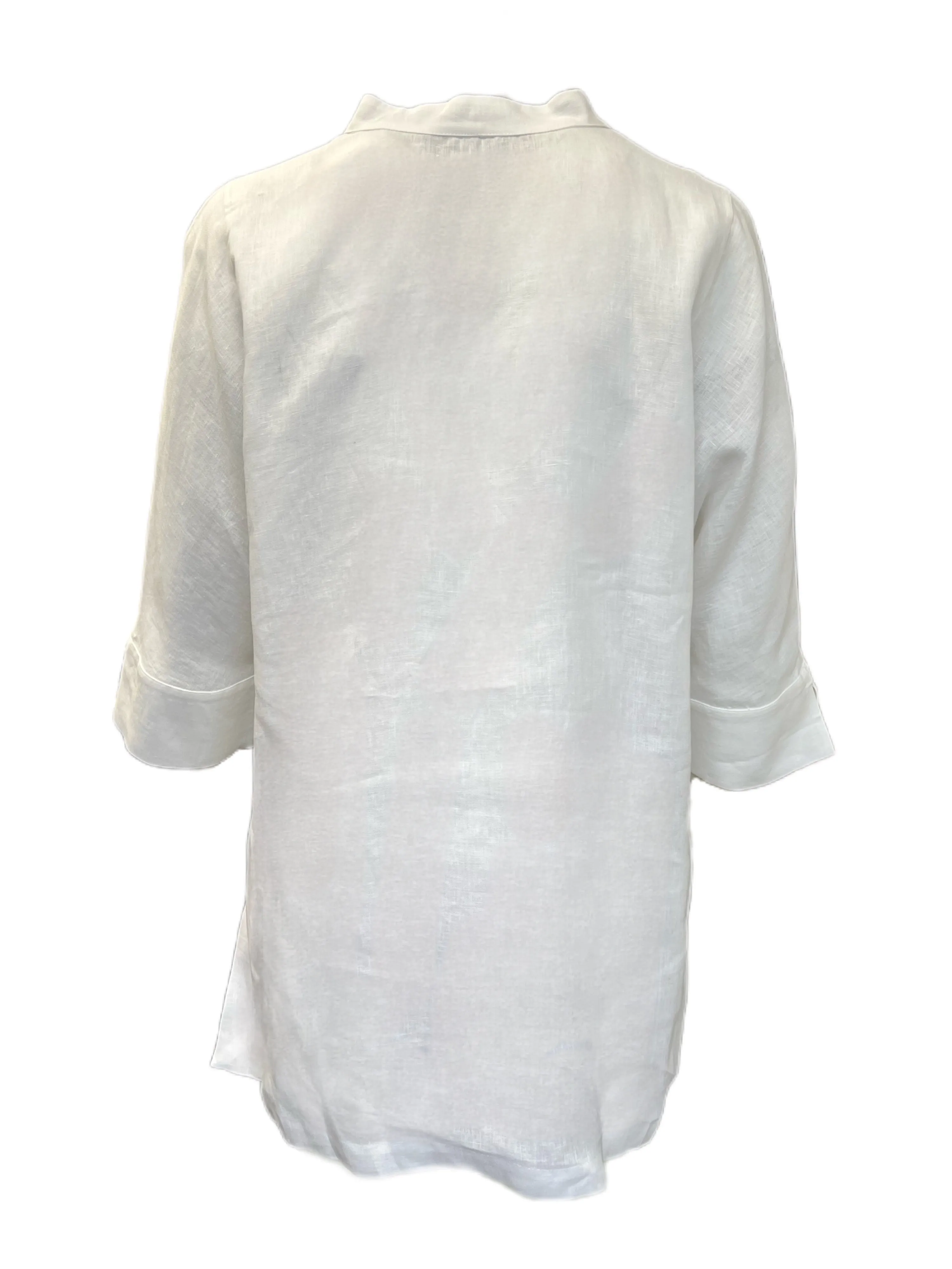 Marina Rinaldi Women's White Fiorenza Flax Button Down Shirt NWT