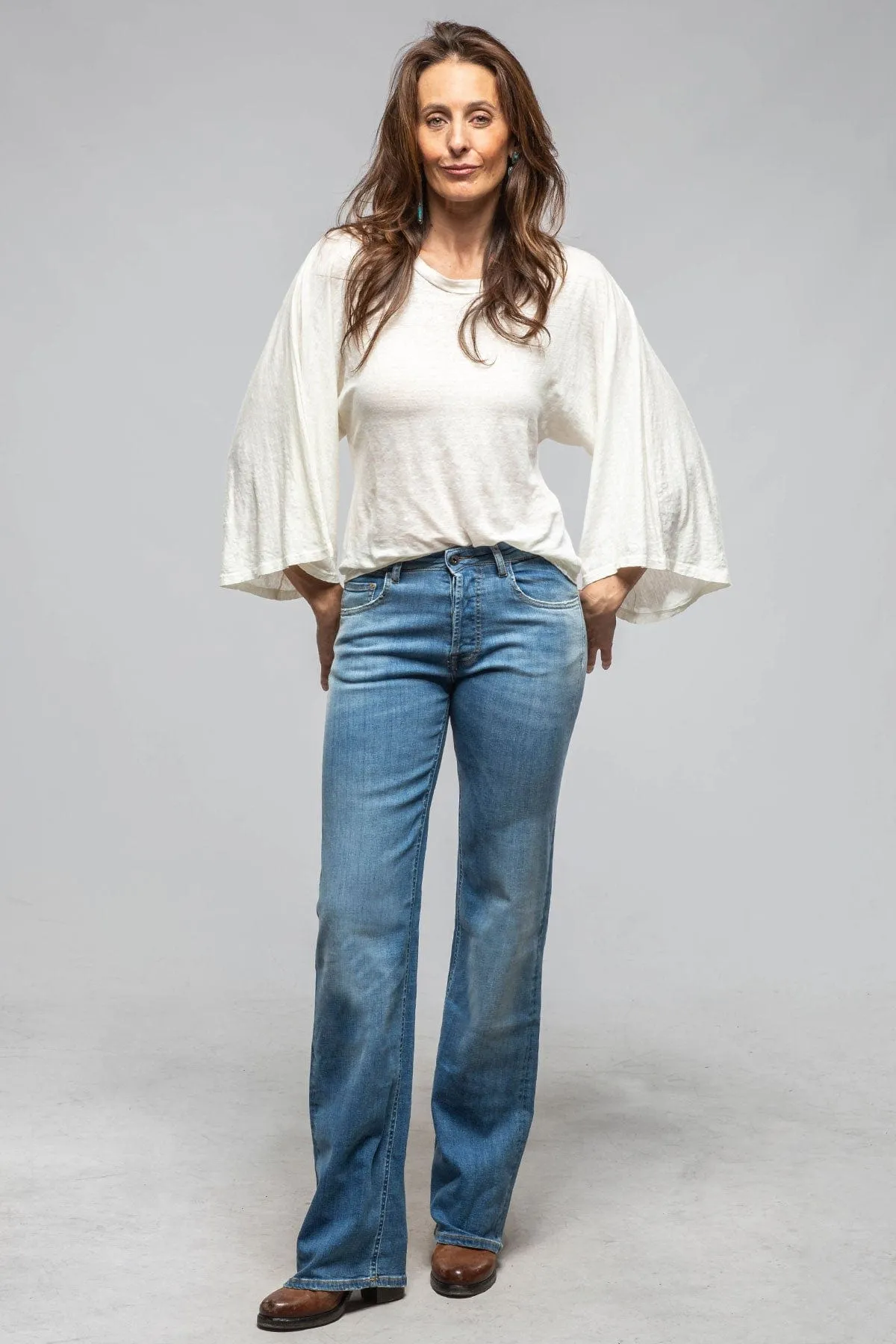 Marlene Wide Leg Flare In Mid Light Blue