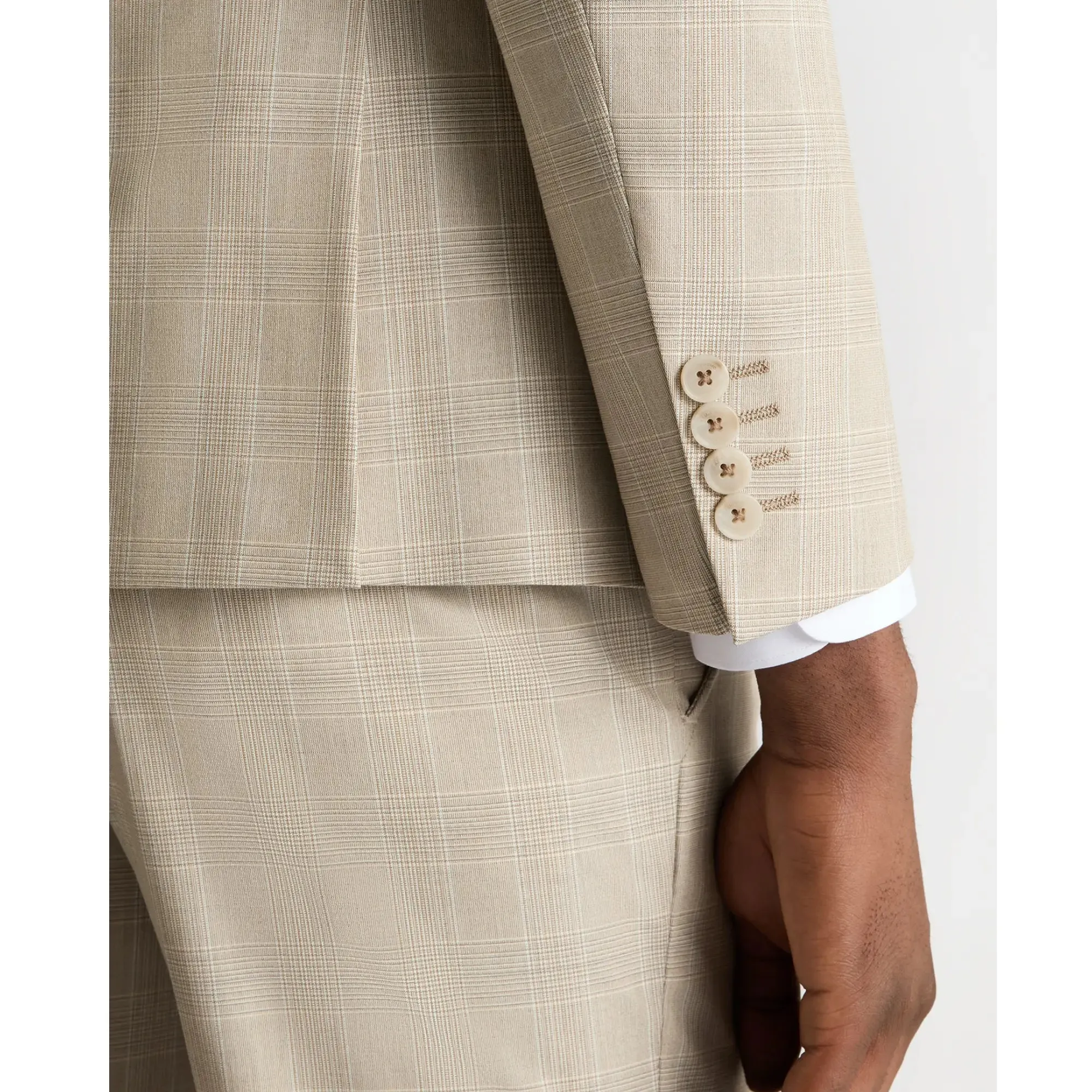 Matteo Check Suit Jacket - Stone