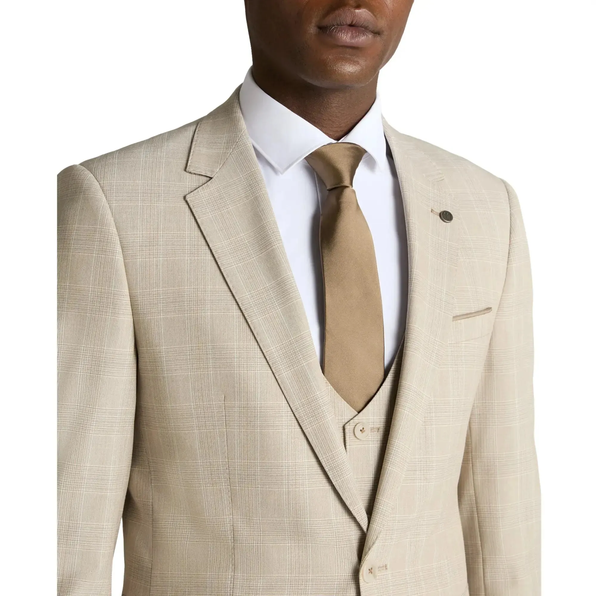 Matteo Check Suit Jacket - Stone