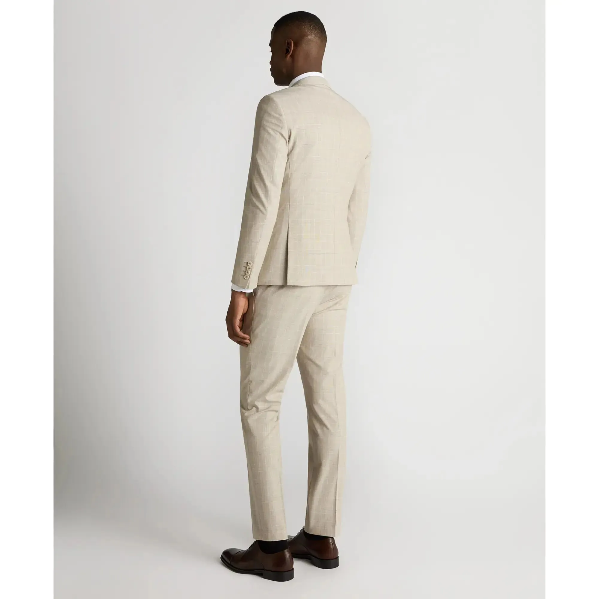 Matteo Check Suit Jacket - Stone