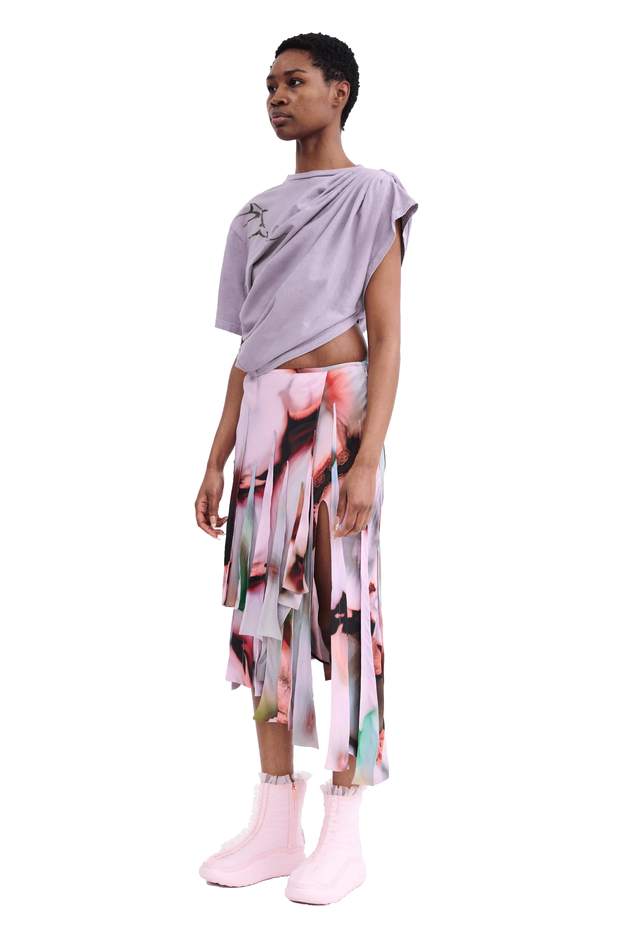 MAUVE EVA DRAPED TEE
