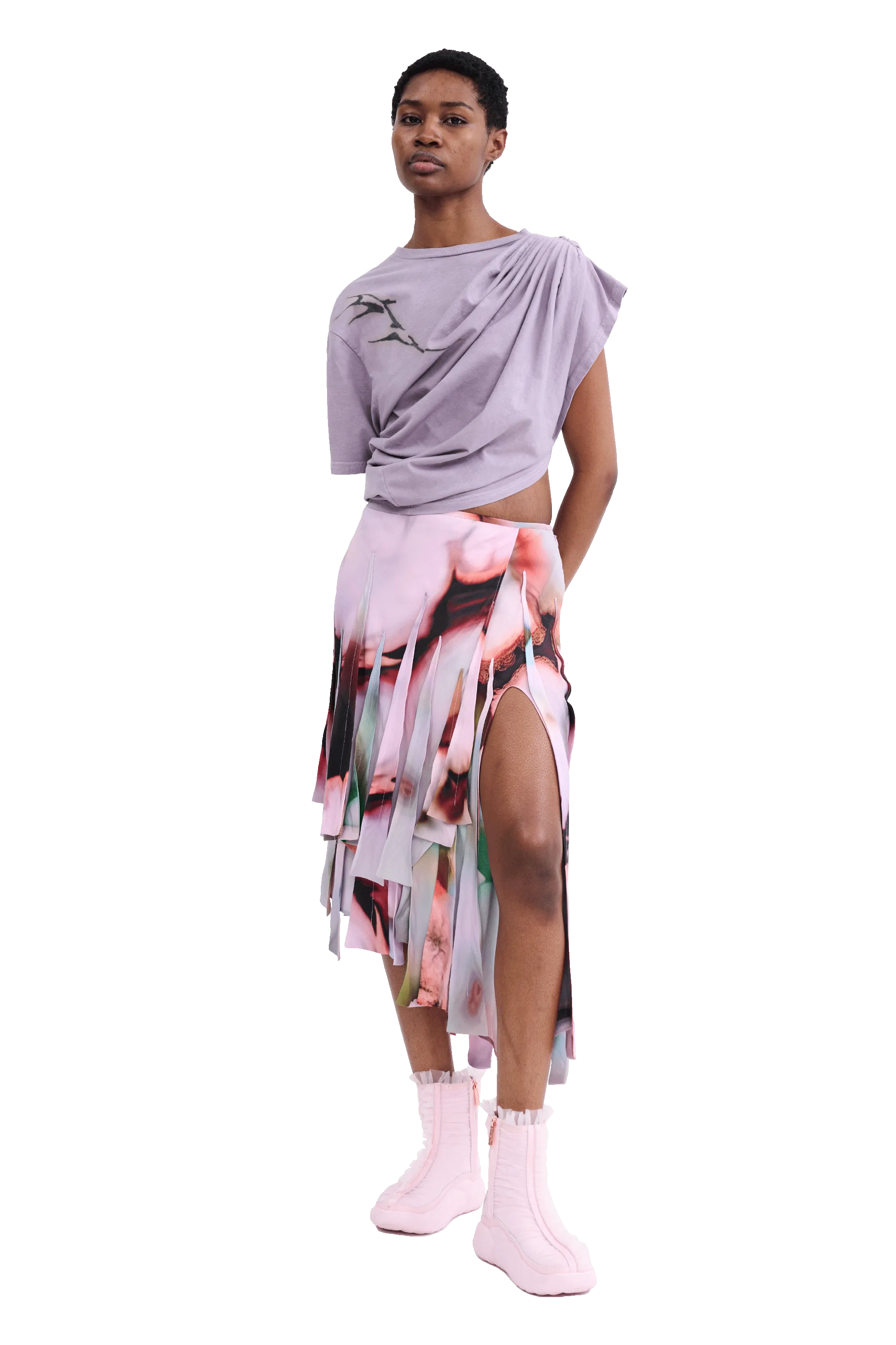 MAUVE EVA DRAPED TEE
