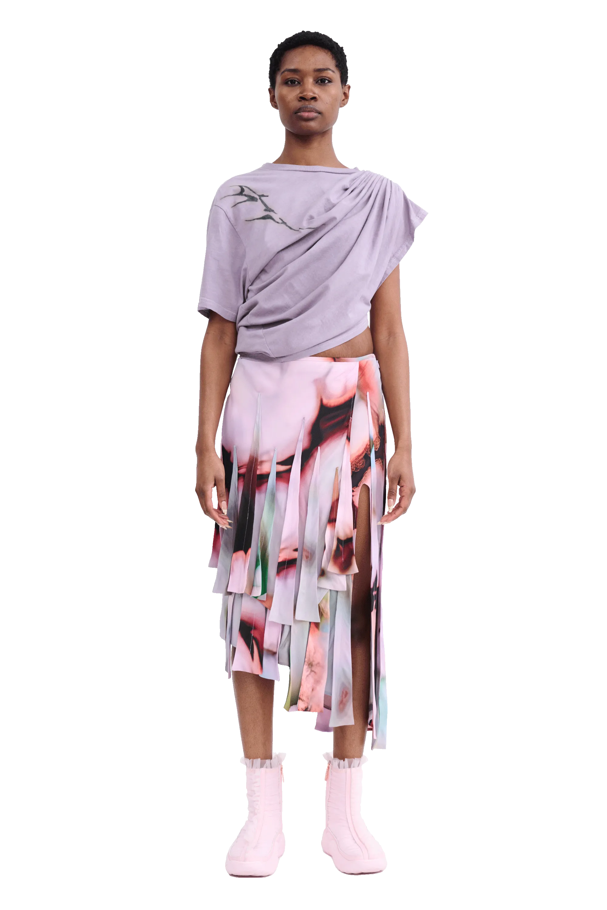 MAUVE EVA DRAPED TEE
