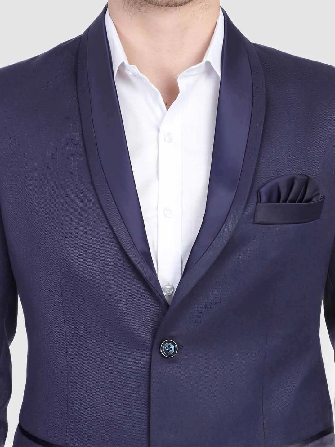 Men Blue Tuxedo Blazer With Hanky