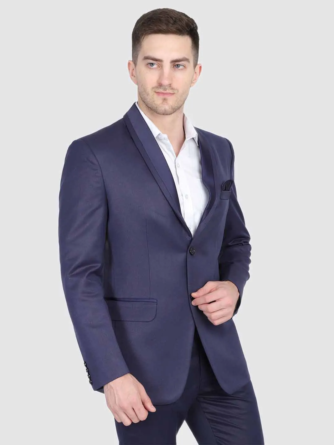 Men Blue Tuxedo Blazer With Hanky