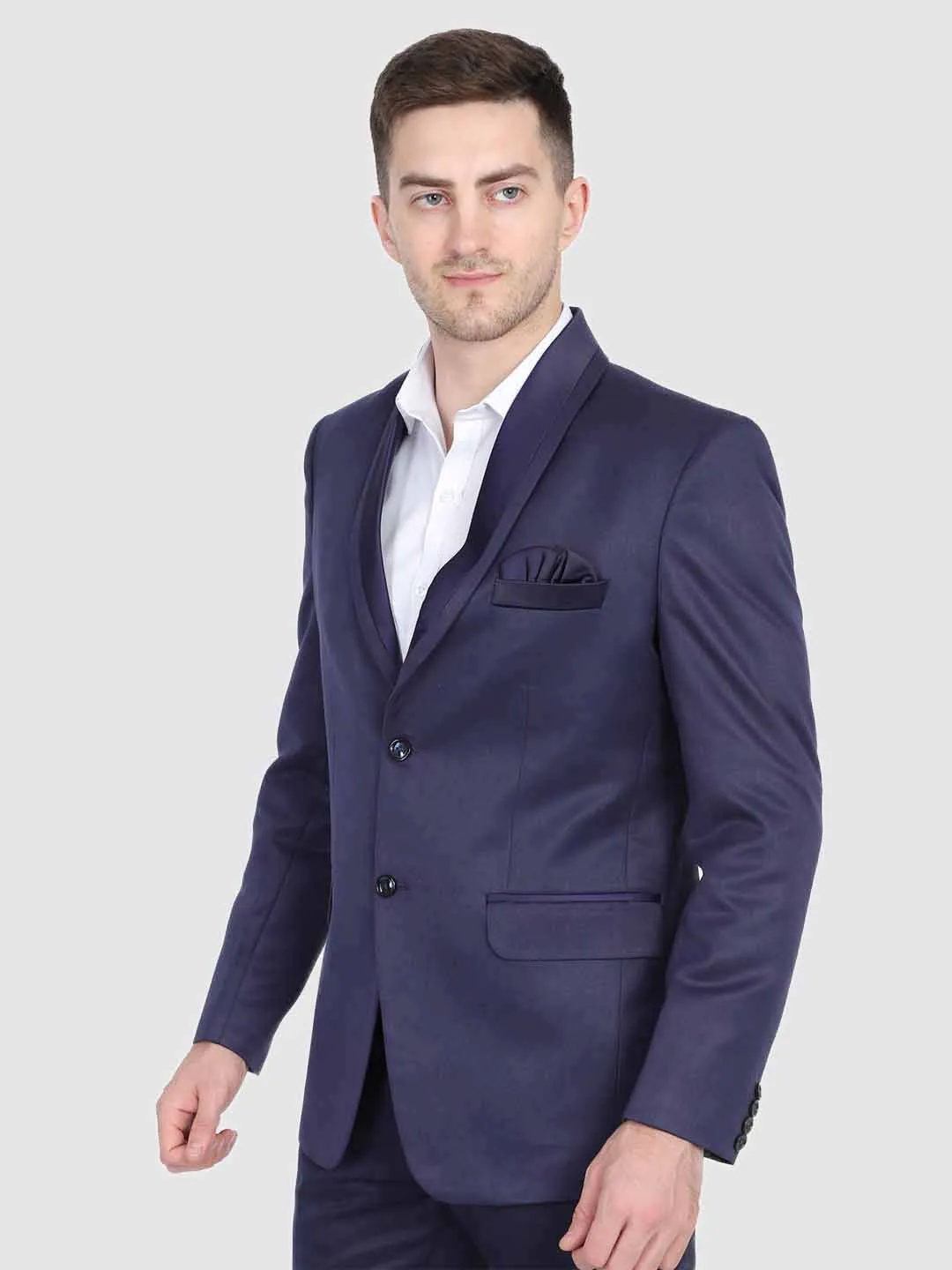 Men Blue Tuxedo Blazer With Hanky