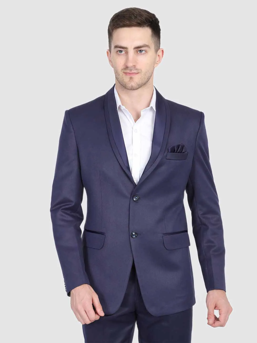 Men Blue Tuxedo Blazer With Hanky