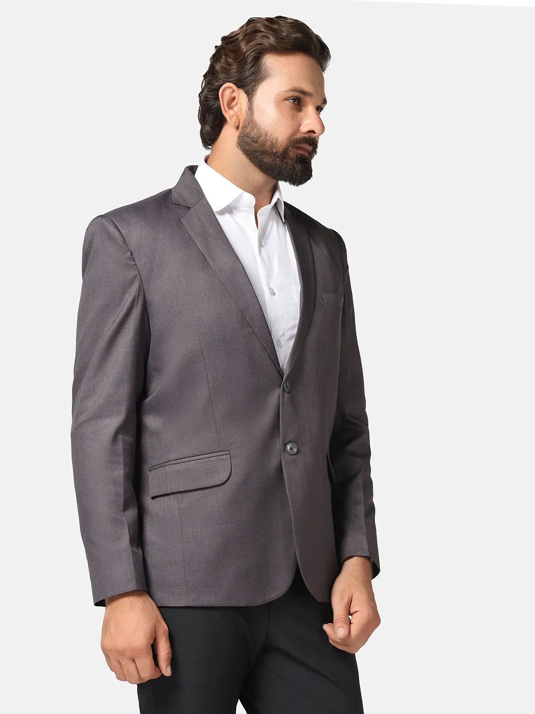 Men Grey solid Blazer