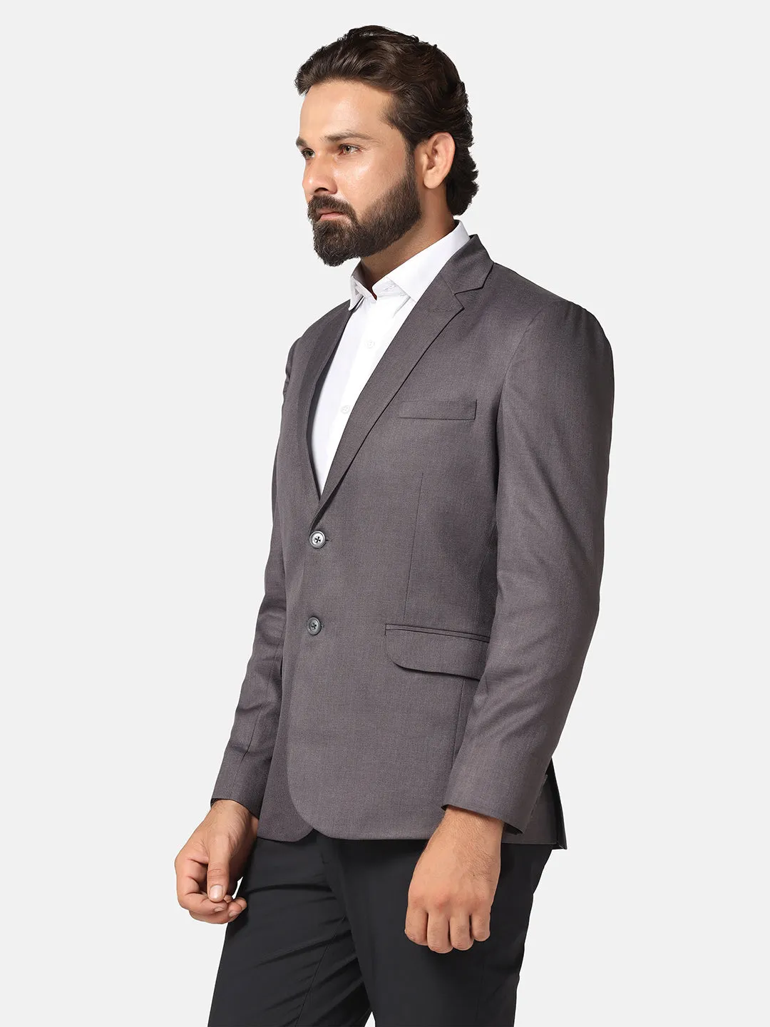 Men Grey solid Blazer