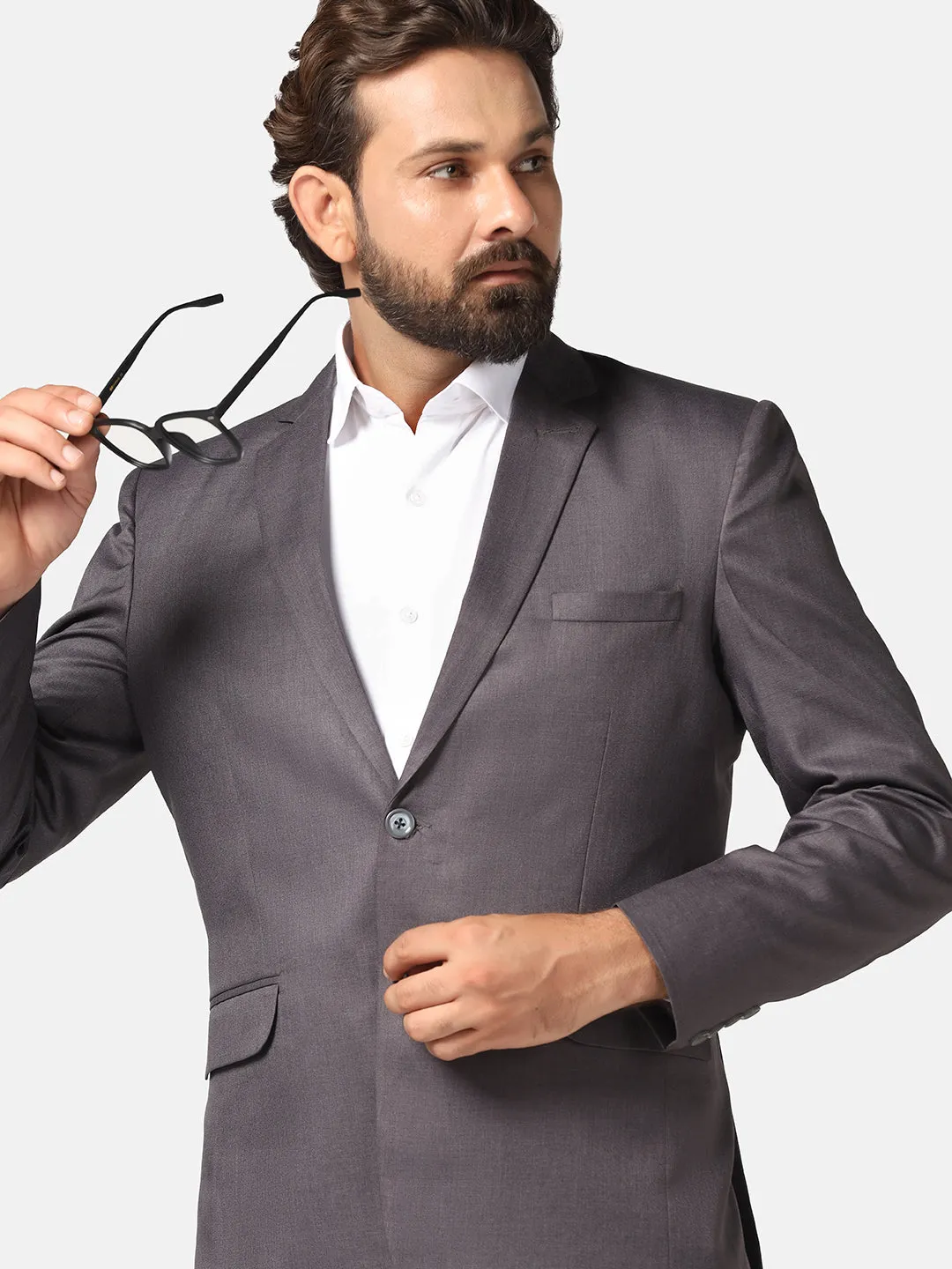 Men Grey solid Blazer