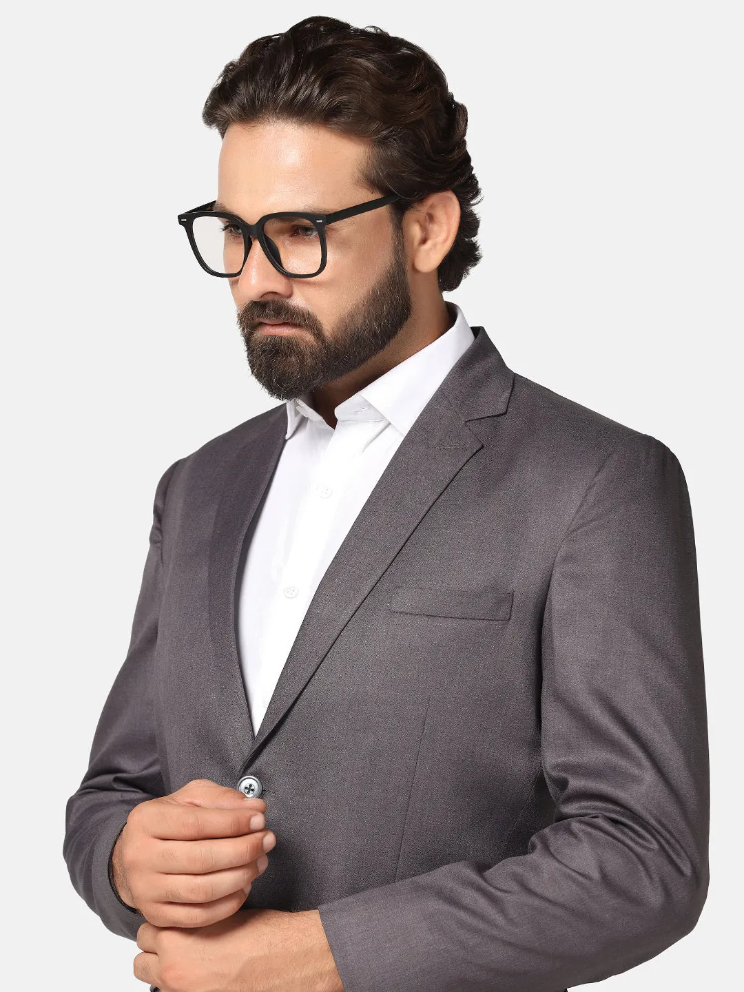 Men Grey solid Blazer