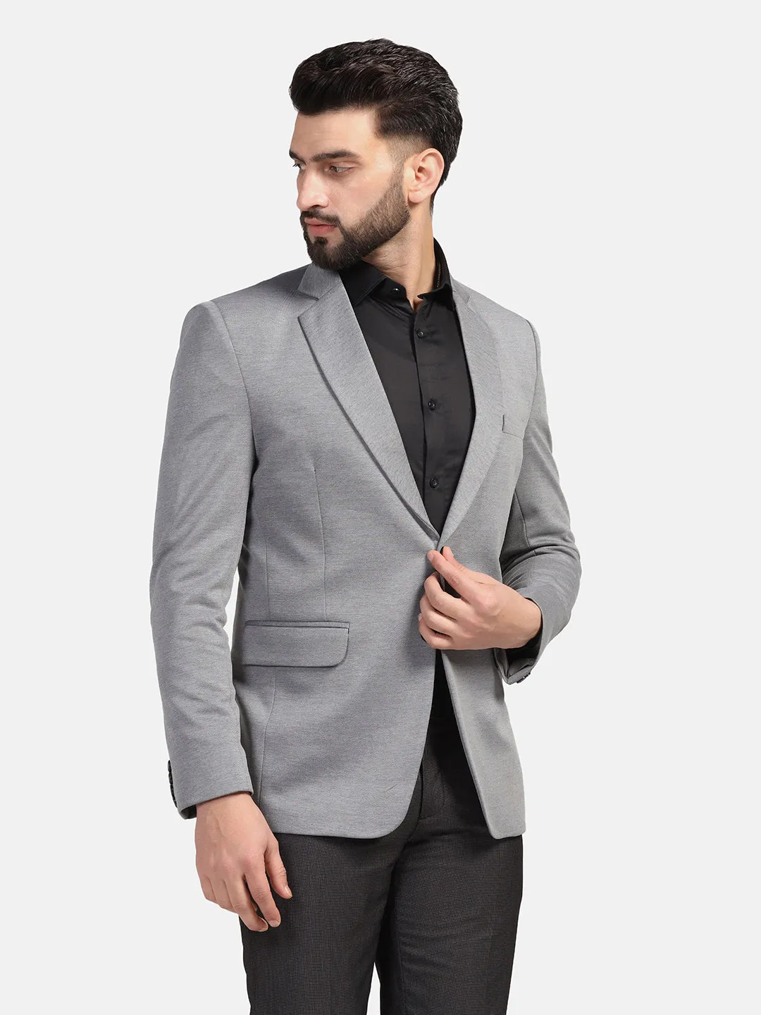 Men Grey Strechable hosiery Blazer