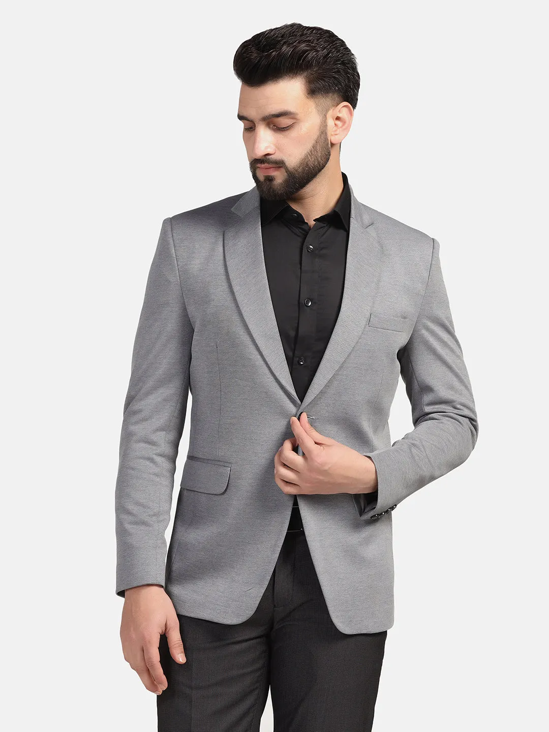 Men Grey Strechable hosiery Blazer