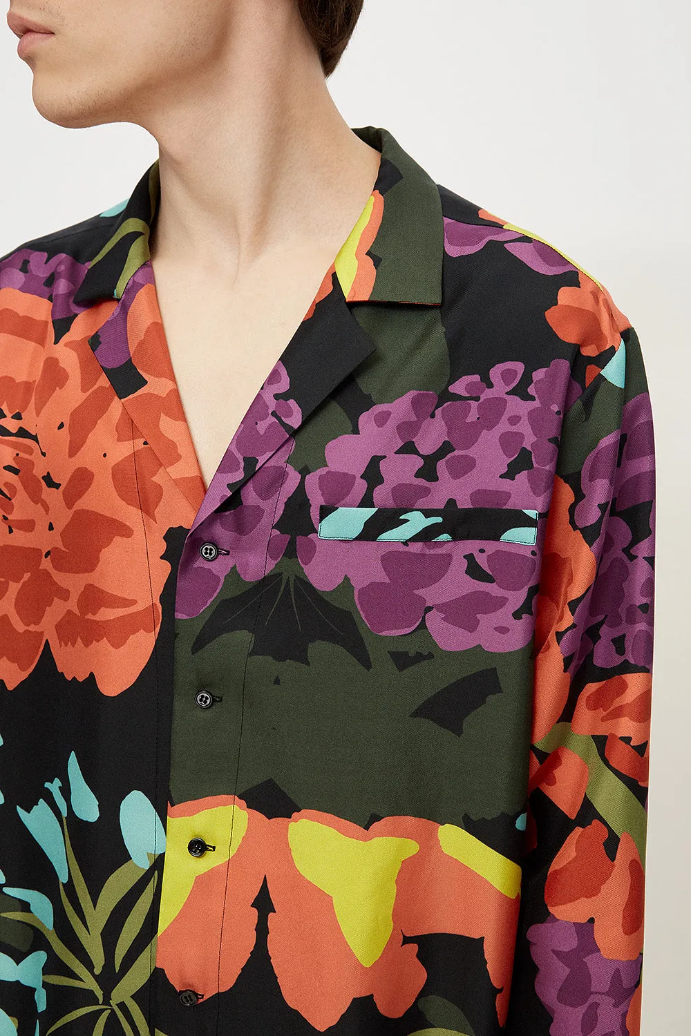 Men pajama set in floral black