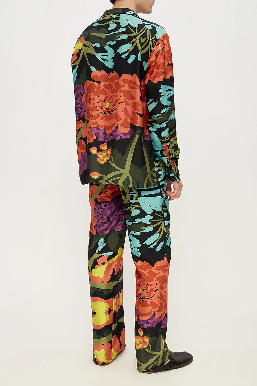 Men pajama set in floral black