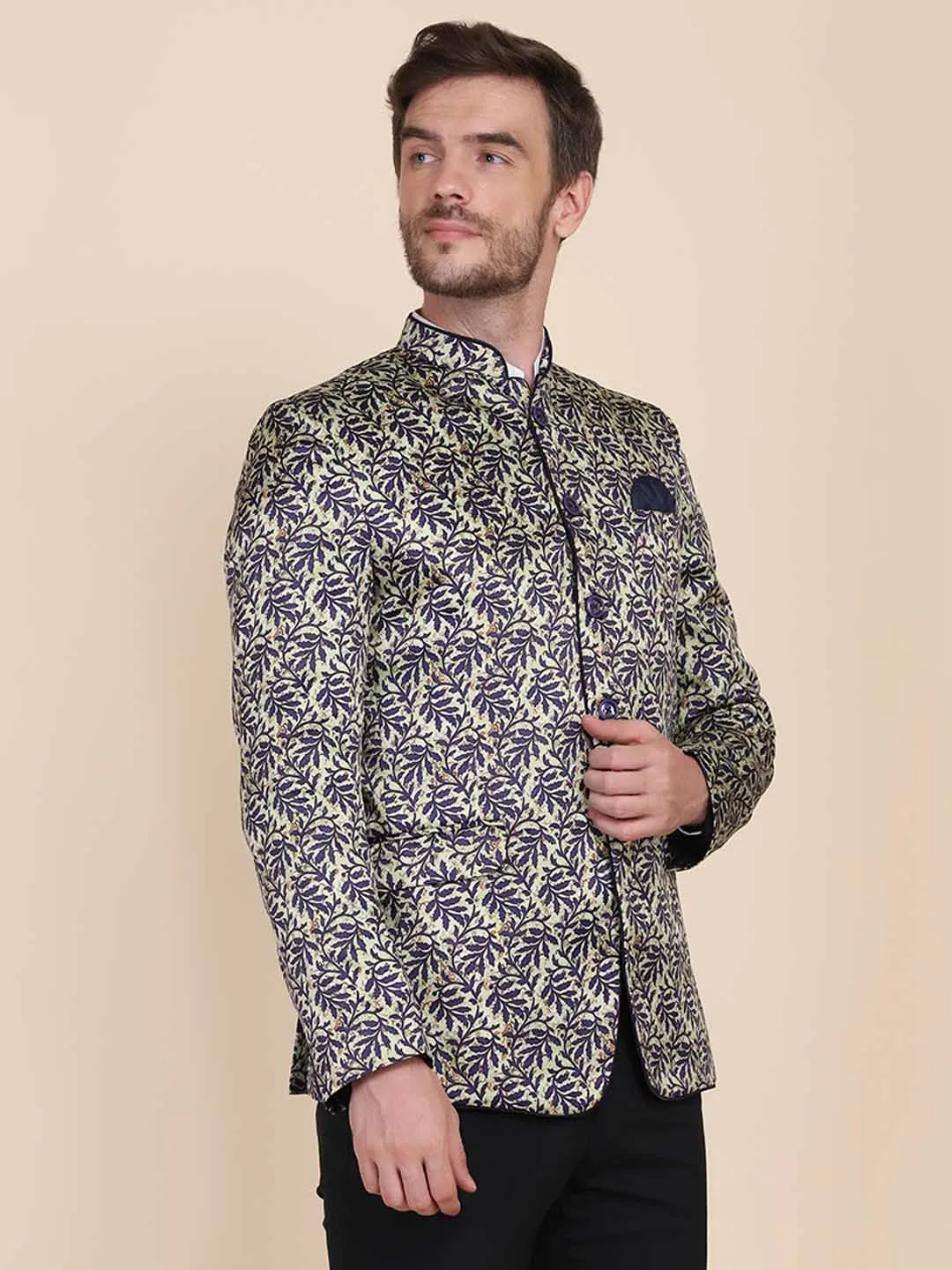 Men Printed Bandgala Blazers
