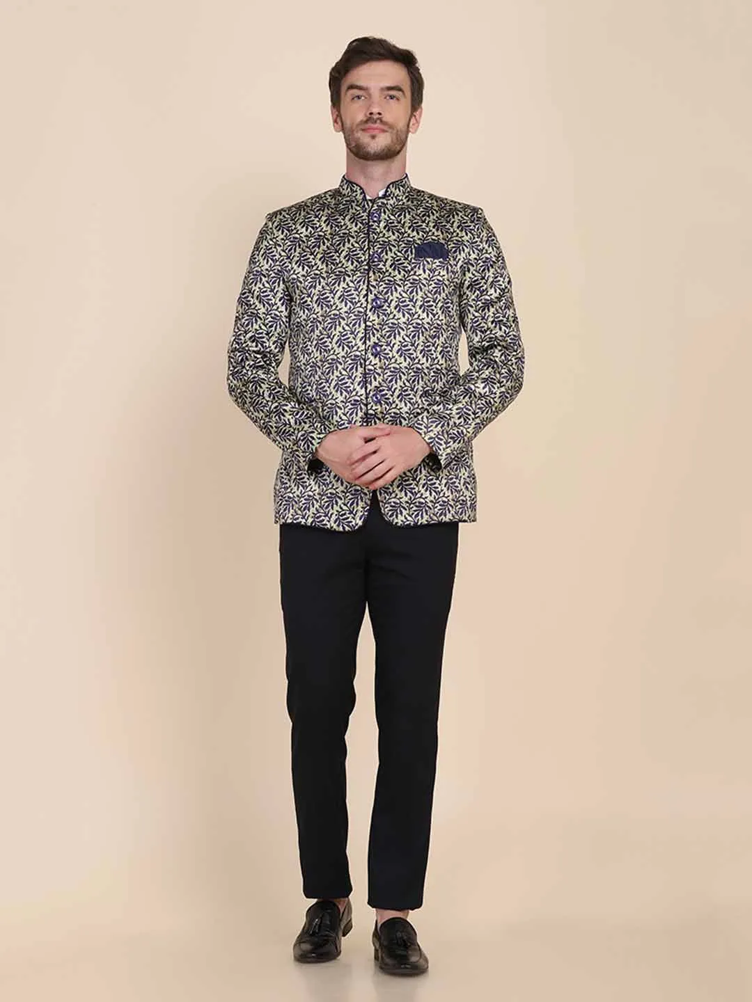 Men Printed Bandgala Blazers