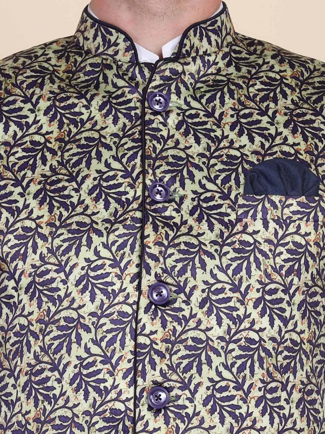 Men Printed Bandgala Blazers