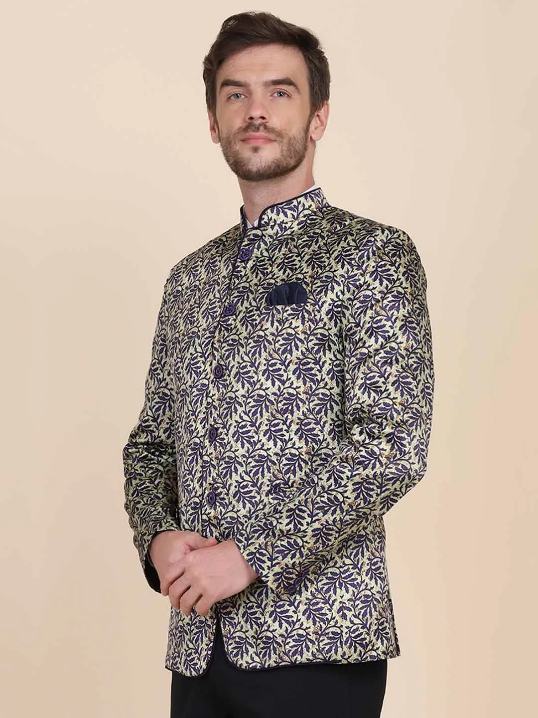 Men Printed Bandgala Blazers