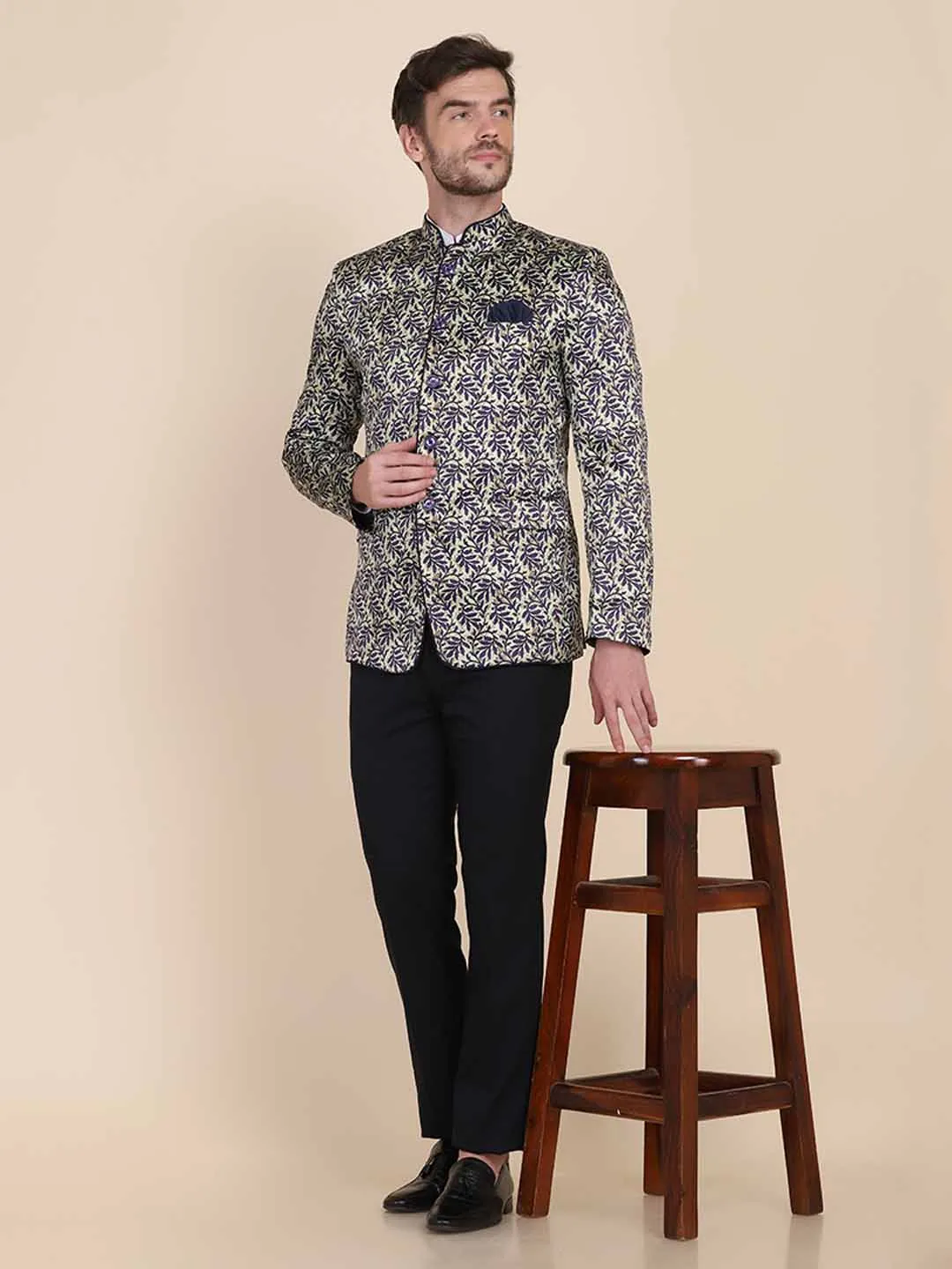 Men Printed Bandgala Blazers