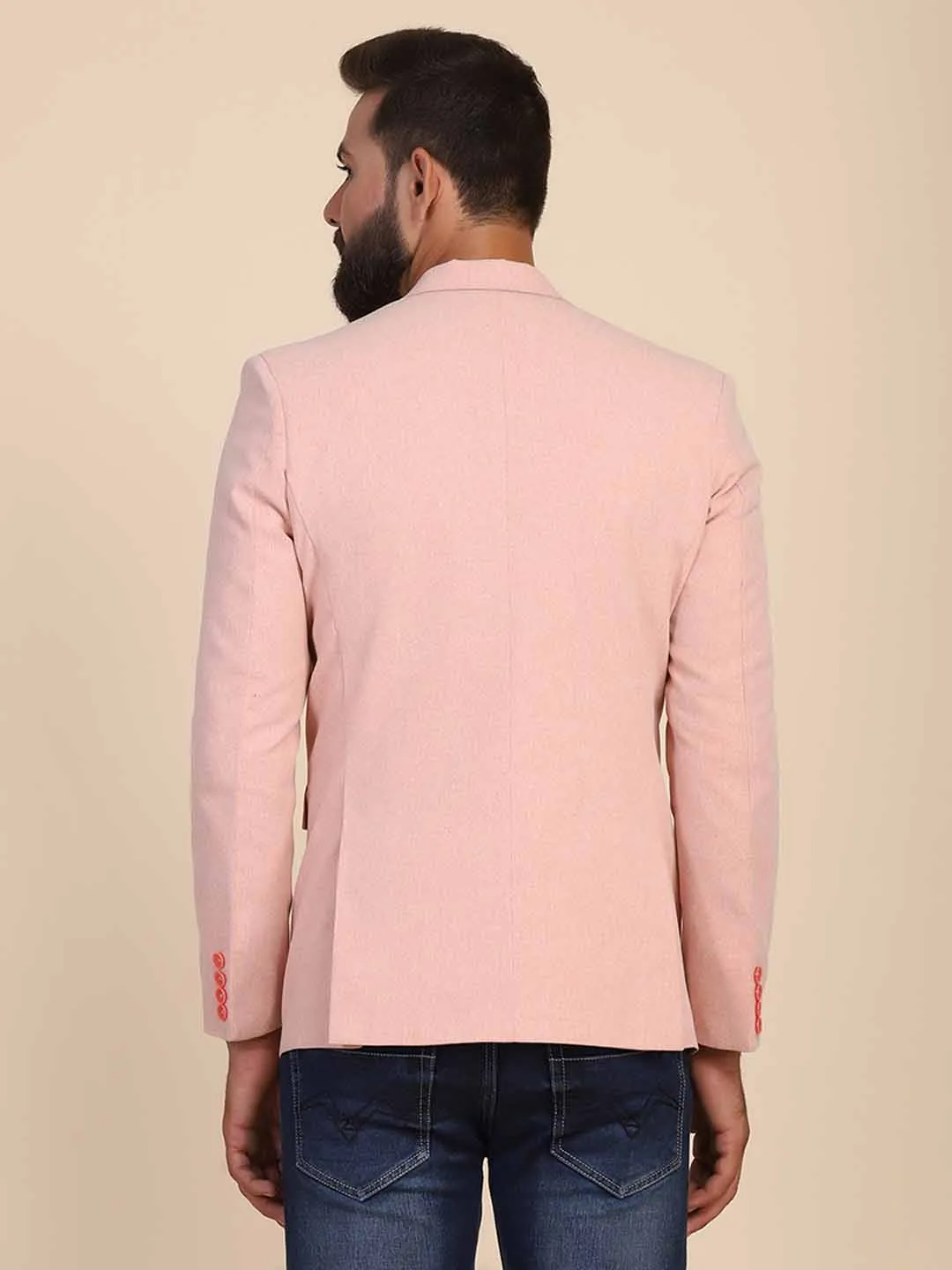 Men Suede Peach Blazer