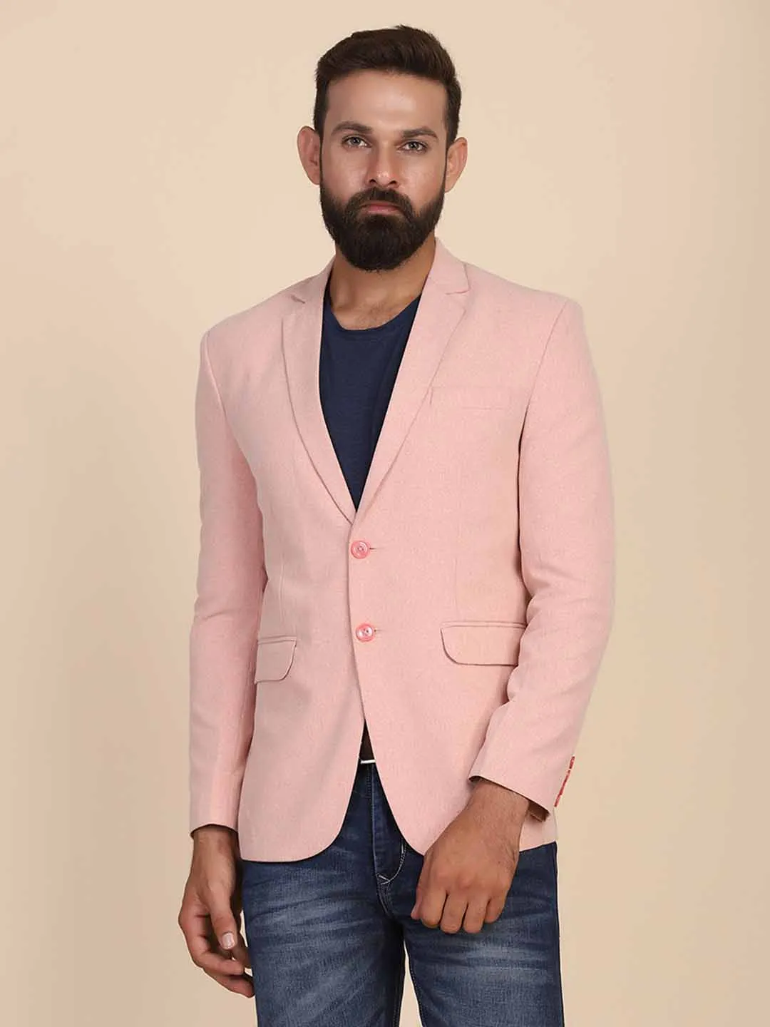 Men Suede Peach Blazer