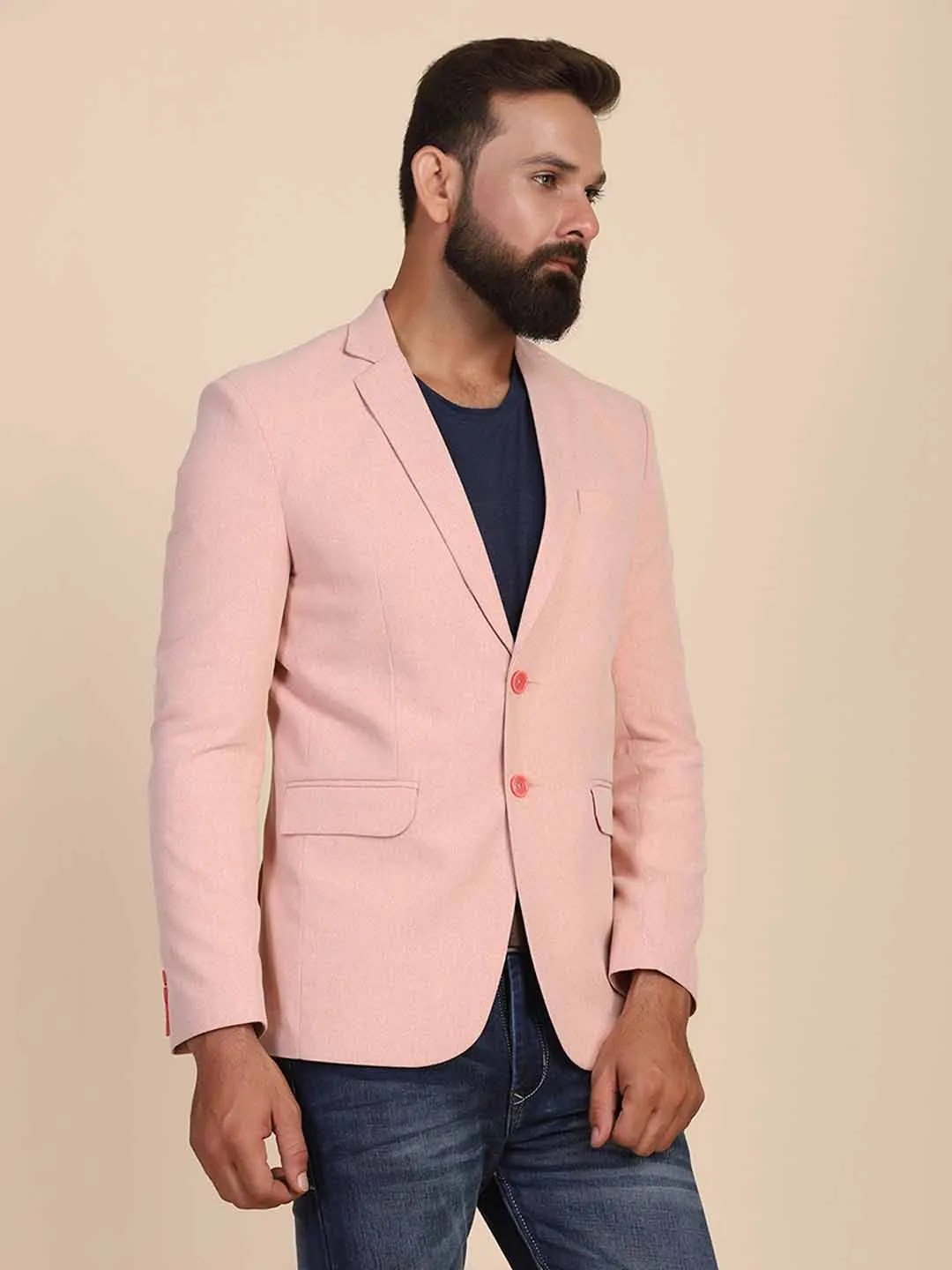Men Suede Peach Blazer