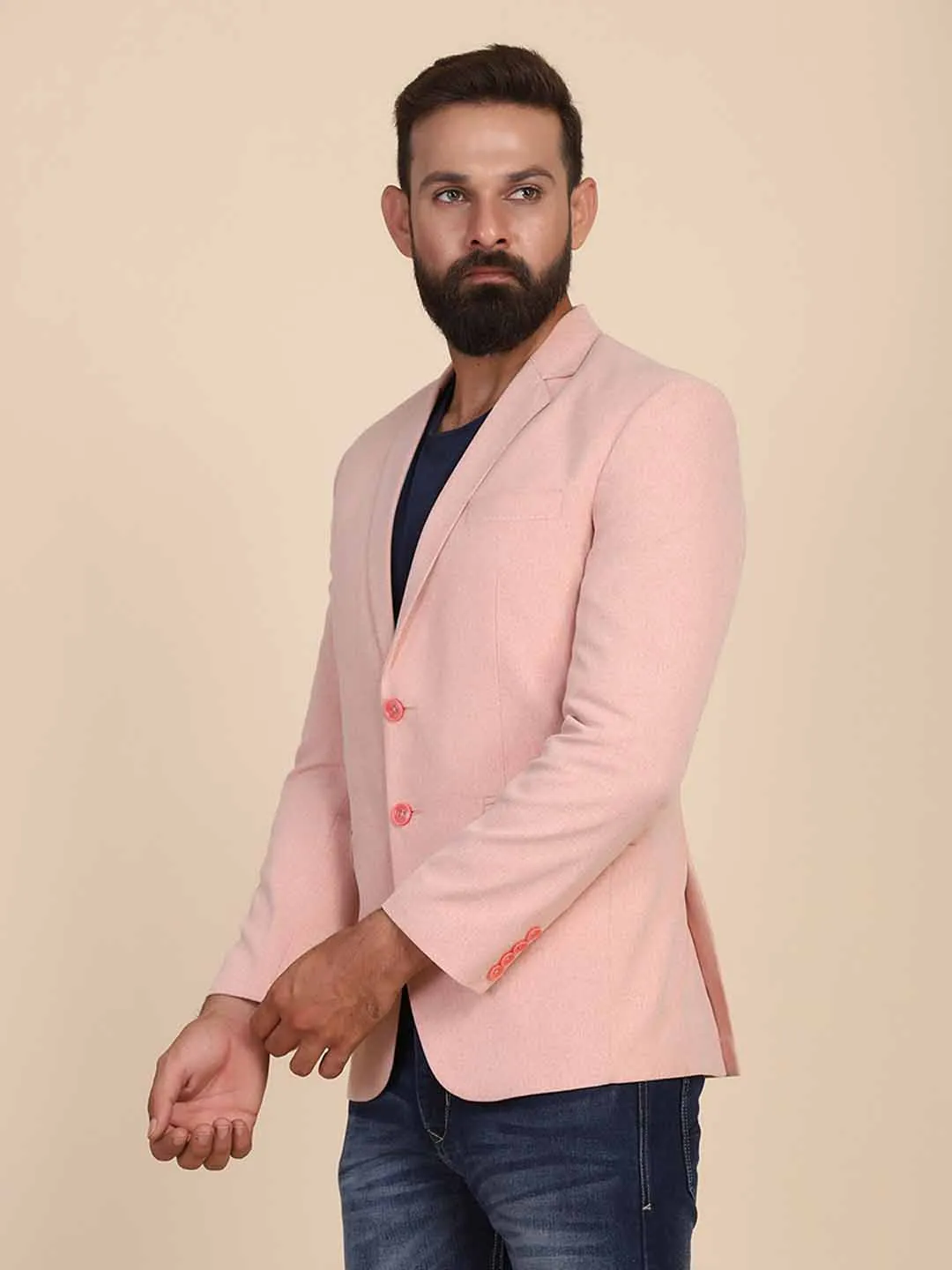 Men Suede Peach Blazer