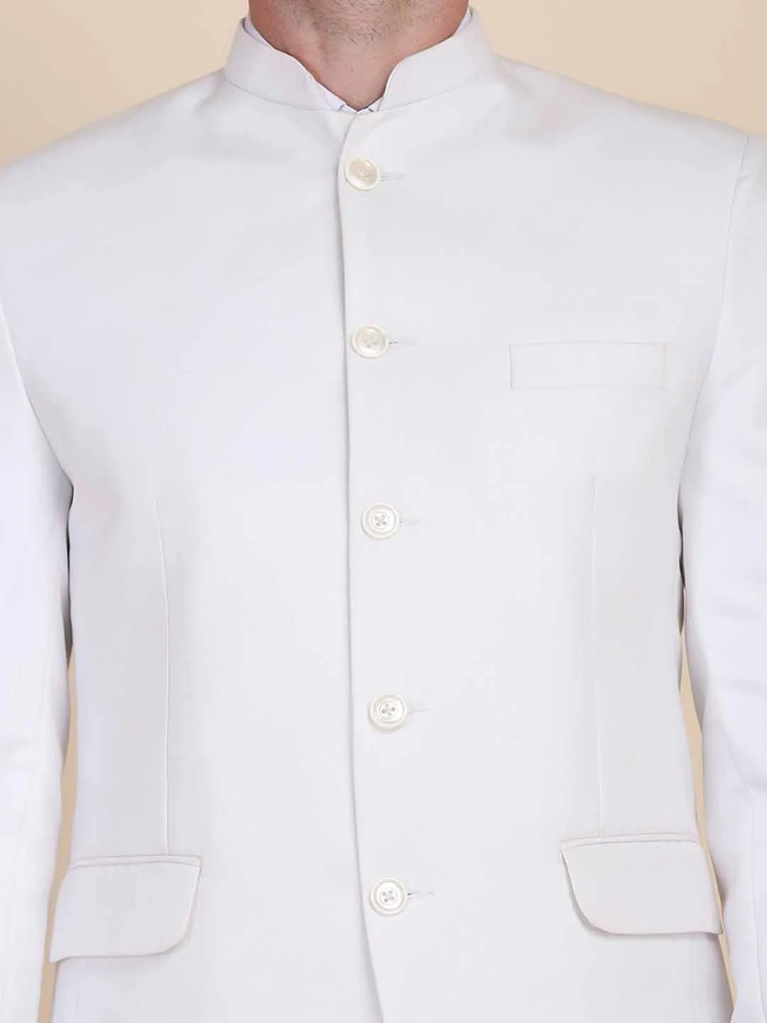 Men White Bandgala Blazers