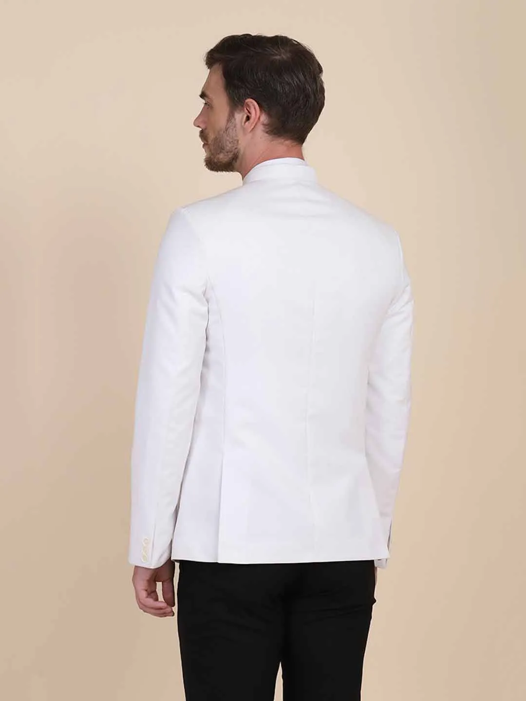 Men White Bandgala Blazers