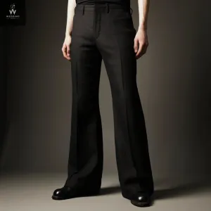 Men’s Black Flare Pants - Stylish Bell Bottoms, Vintage Disco Trousers | Relaxed 70s Fit