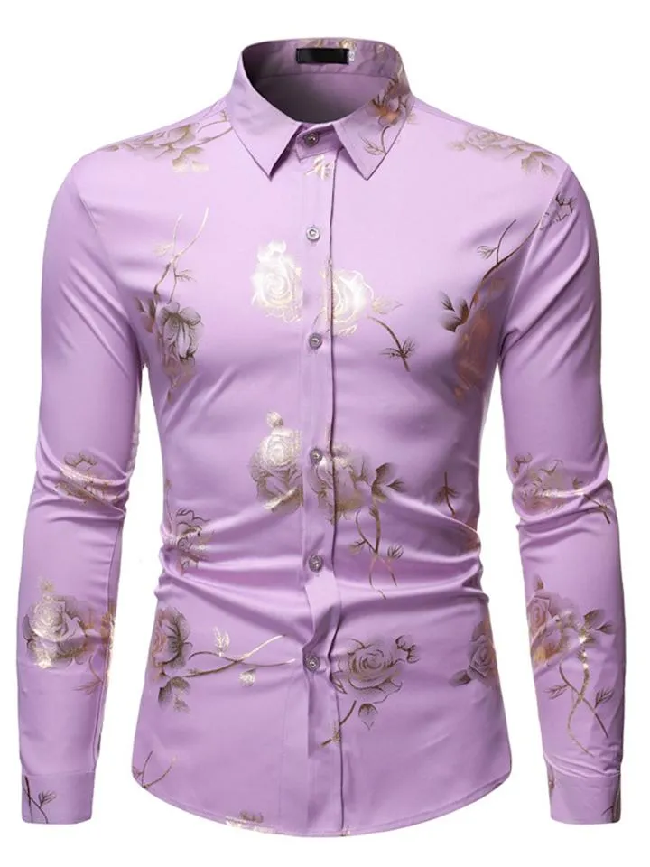 Men’s Button Up Floral Long Sleeve Shirt