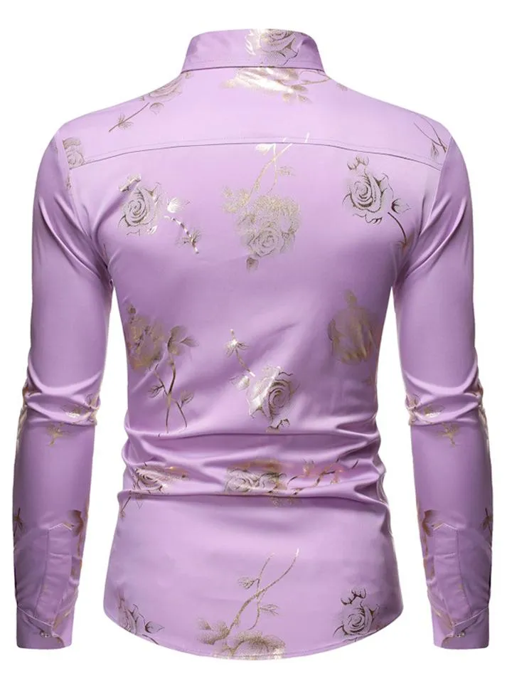 Men’s Button Up Floral Long Sleeve Shirt