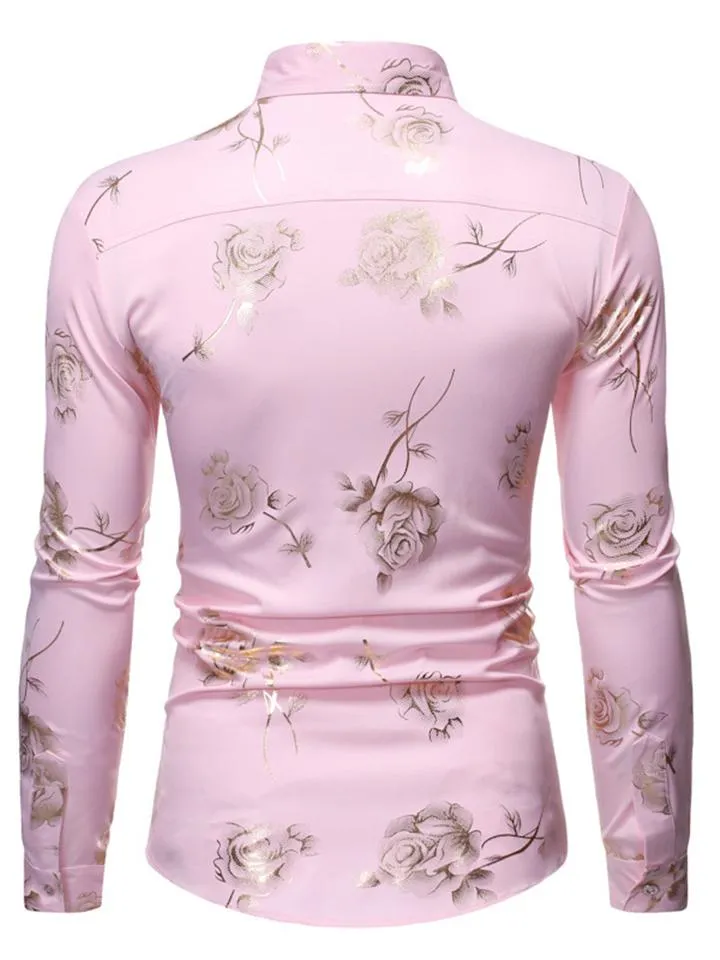 Men’s Button Up Floral Long Sleeve Shirt