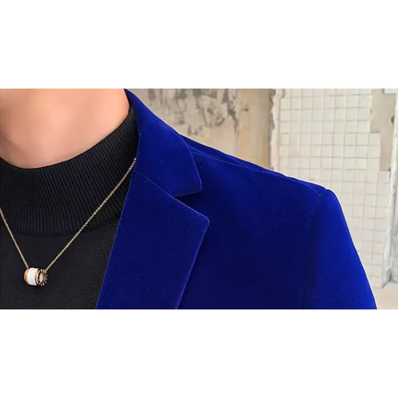Men's Elegant Slim Fit One-Button Velvet Blazer | For Formal Occasions