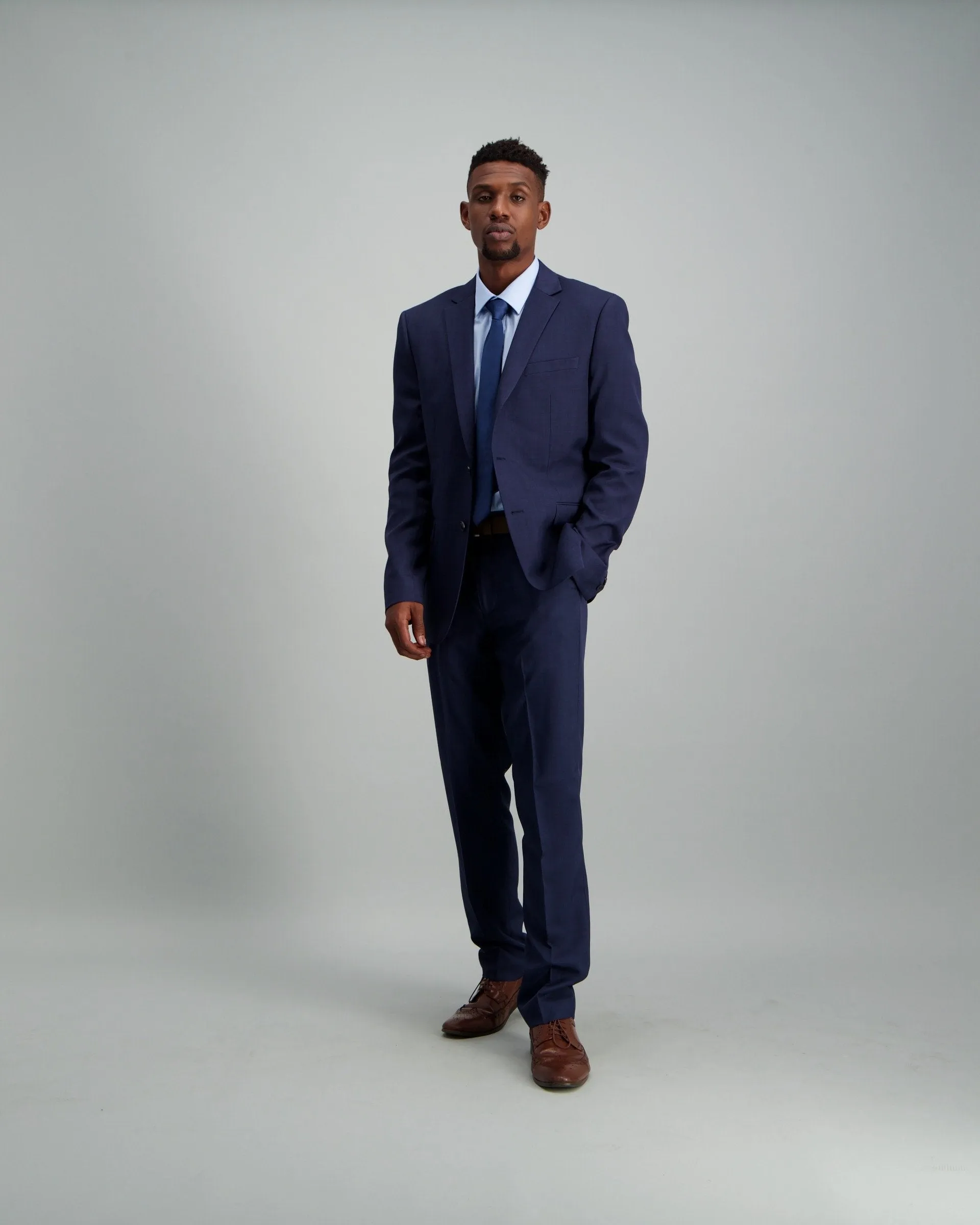 Men's Polyester Slim Fit Suit Jacket Dark Blue