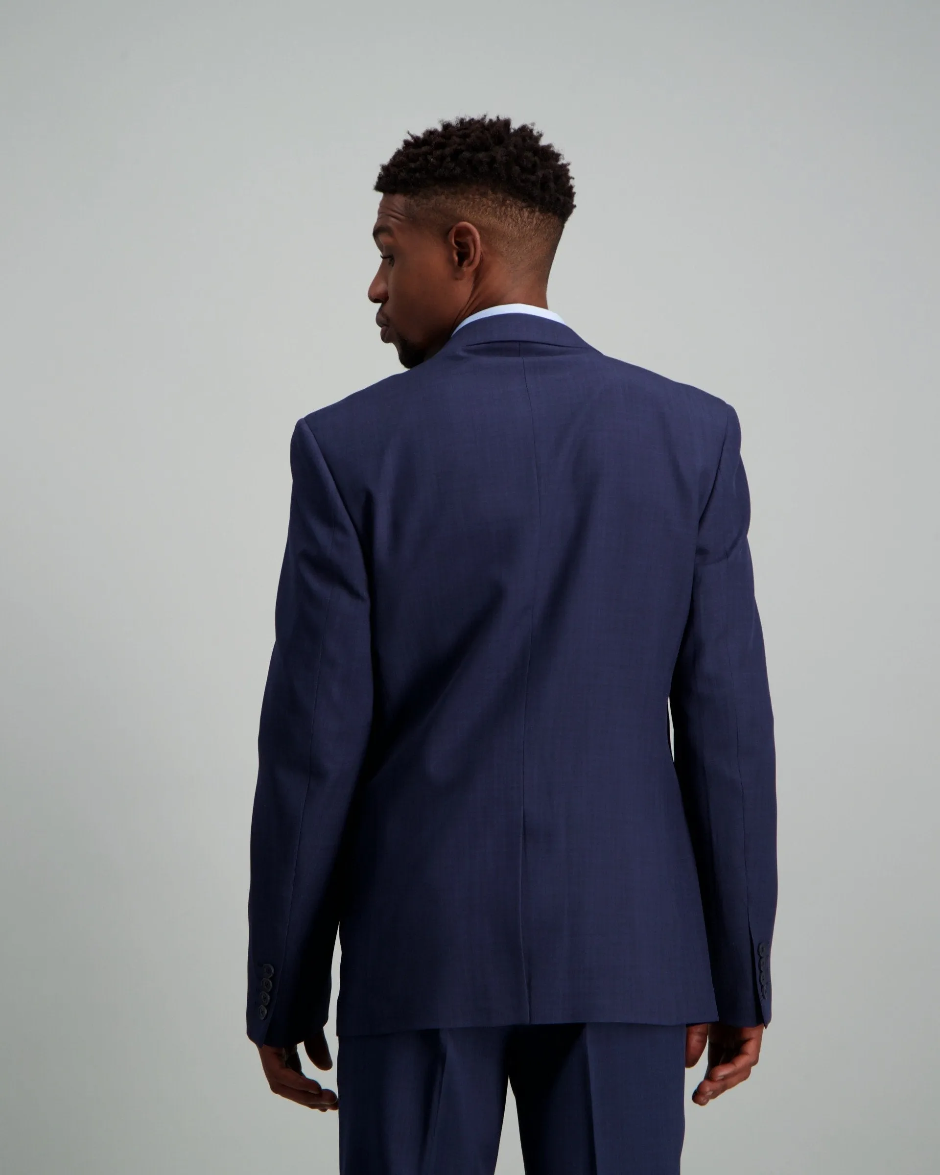 Men's Polyester Slim Fit Suit Jacket Dark Blue