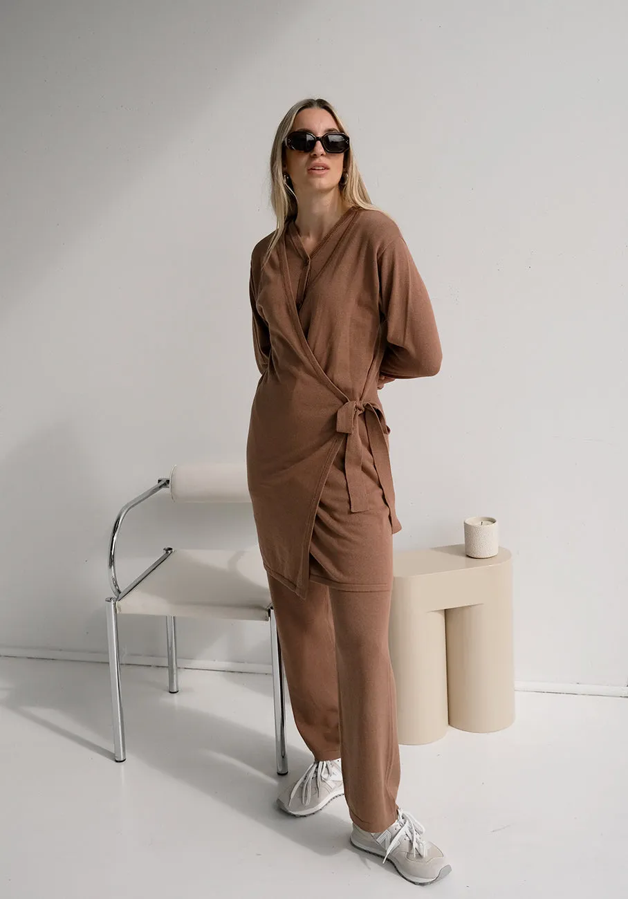 Miann & Co Womens - Stevie Wide Leg Knit Pants - Café Au Lait