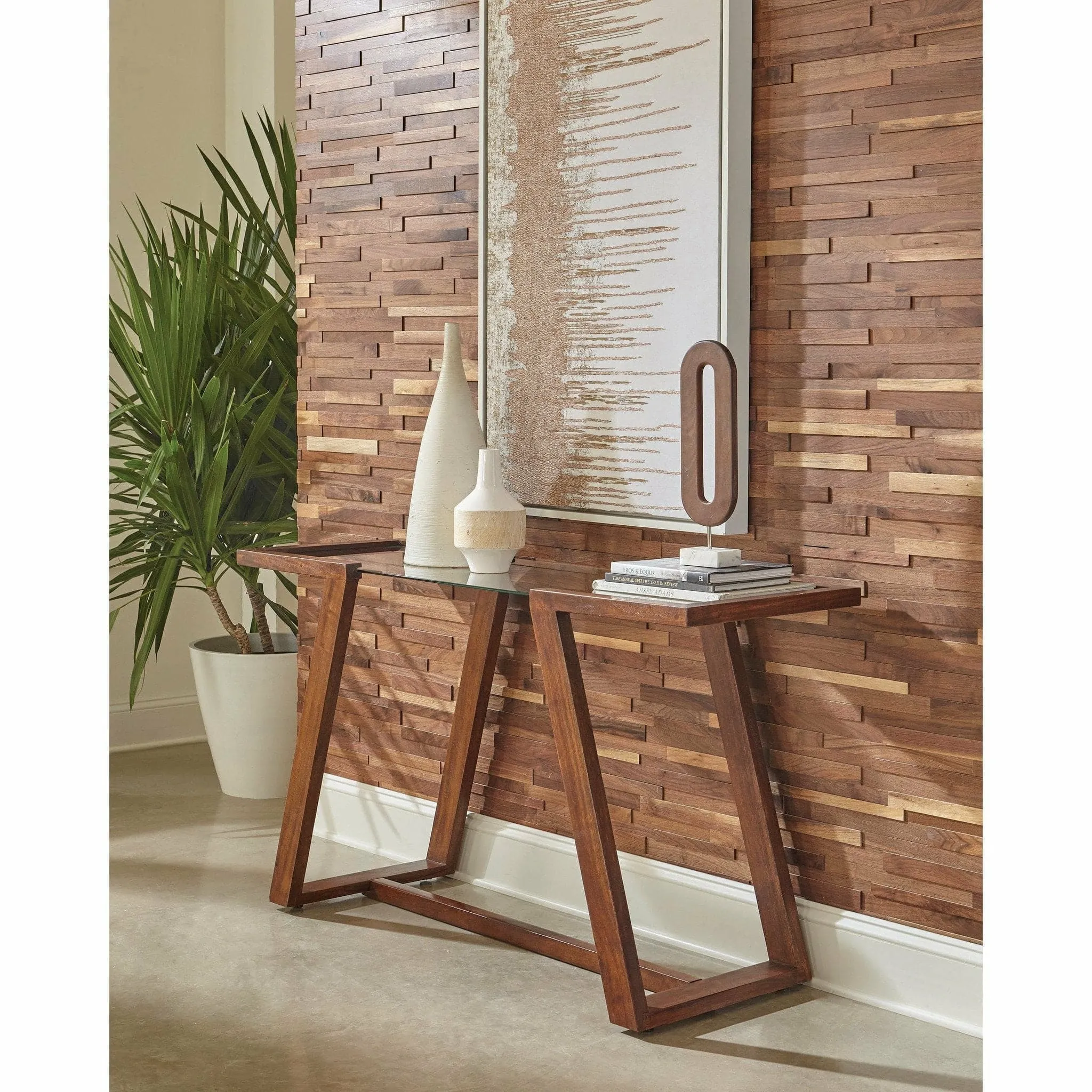 Mid-Century Modern Entry Table in Cinnamon