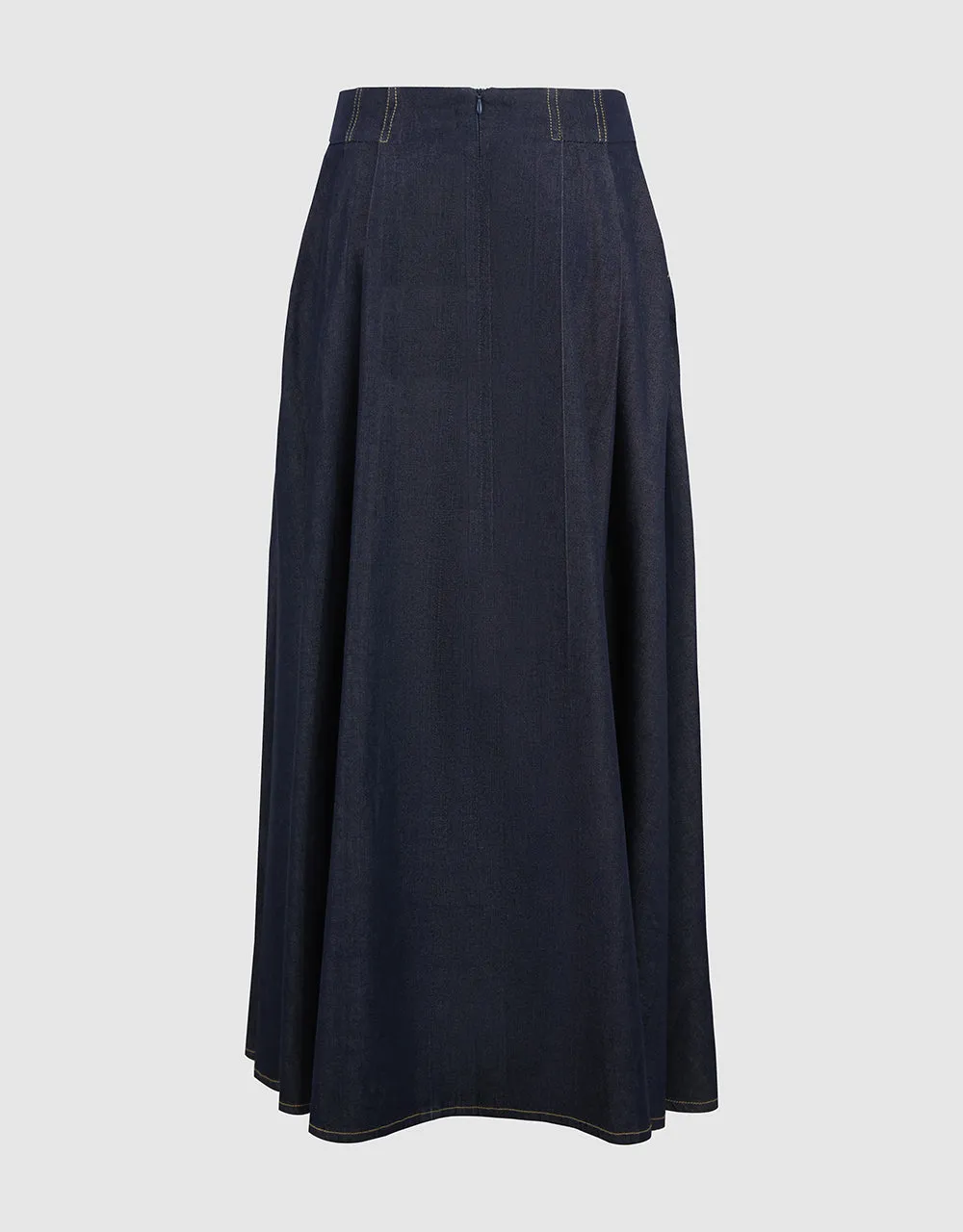 Midi A-Line Denim Skirt