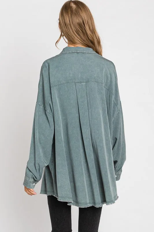 Mineral Washed Button Down Tencel Shirt