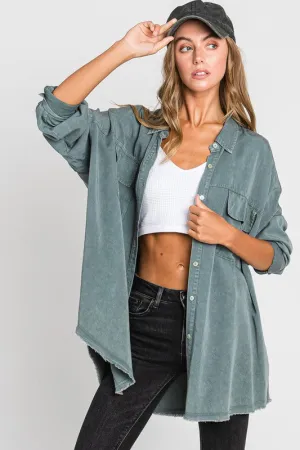 Mineral Washed Button Down Tencel Shirt