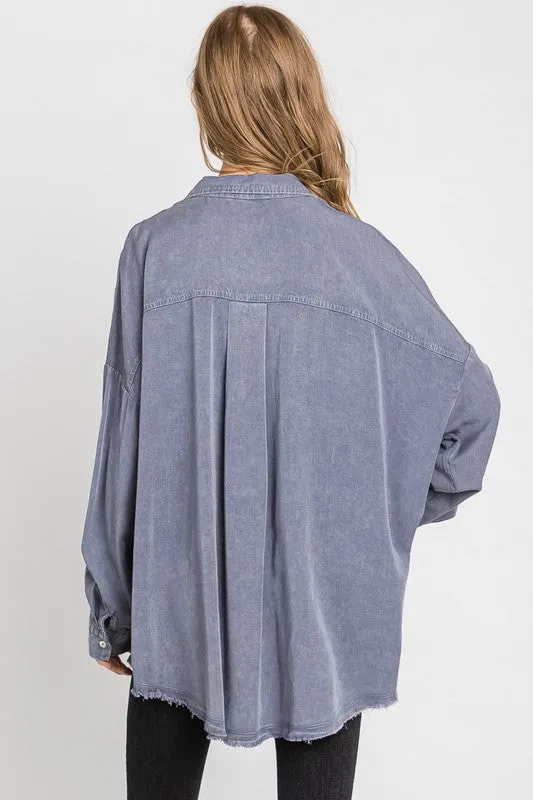 Mineral Washed Button Down Tencel Shirt